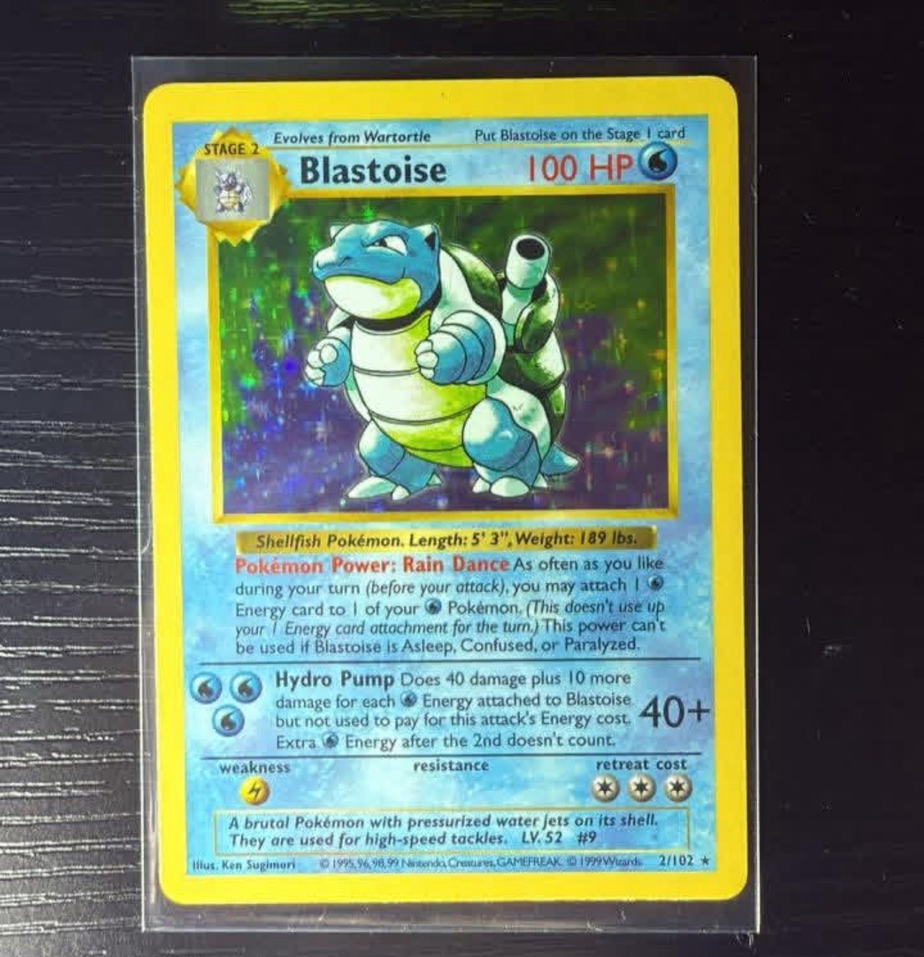 Blastoise Base Set 002/102 Shadowless Unlimited Edition Holo Card LP