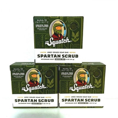 #ad Dr. Squatch Spartan Scrub Halo Infinite Soap Bricc 3 Pack New OG Release. $35.95