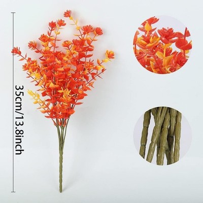 35cm Artificial Eucalyptus in Autumn Colors Orange Red for Event Styling