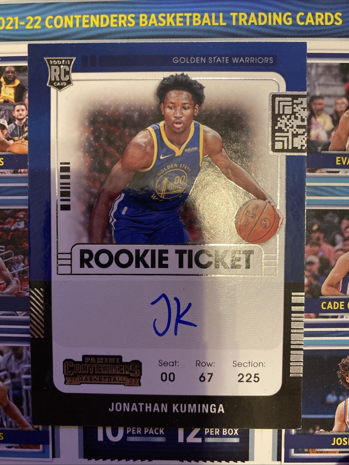 2021-22 Panini Contenders Jonathan Kuminga Rookie Ticket Autograph On Card