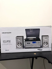 Crosley Eclipse CR7014A-BK Turntable Center Bluetooth CD Cassette AM/FM SD