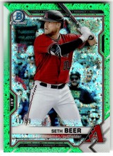 2021 Bowman Seth Beer Chrome Prospects Green Mini-Diamond Refractor #/99 #BCP-60
