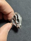 Vintage S925 Sterling Silver Skull Ring Handcrafted coyote skull size 11 19gm