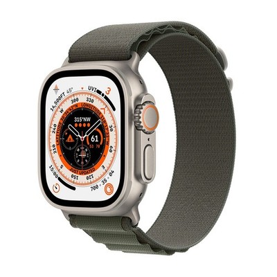 Apple Watch Ultra [GPS + Cellular 49mm] Titanium Case with Green Alpine Loop 