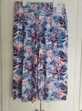 CARIBBEAN JOE NWT EASY PULL ON FLORAL LINEN BLEND SUMMER PANTS BEACH POOL