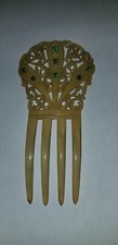 VINTAGE CELLULOID RHINESTONE  ENAMEL FANCY HAIRCOMB HAIR COMB
