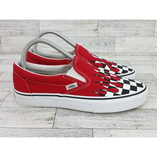 red vans with checkered flames