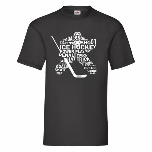 Ice Hockey Typography T Shirt Small-2XL - Picture 1 of 28