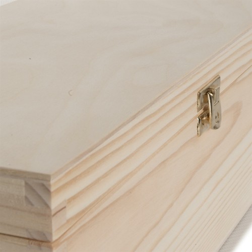 Wooden Oblong Lidded Box 30x14x11 cm / Rectangular Decorative Keepsake Storage - Picture 5 of 9