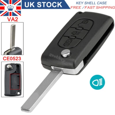CE0523 VA2 3 Button Flip Remote Key Fob Case Shell for Citroen C4 Grand Picasso