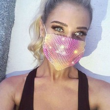Glitter Crystal Mouth Face Mask for Women Decorative Rhinestone Body Jewelry
