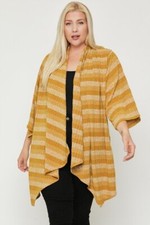 Kimono Style Striped Cardigan Yellow Orange