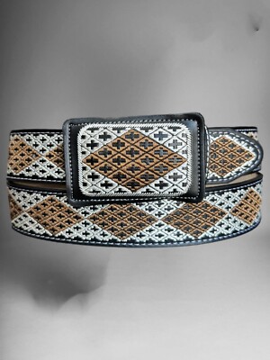 Cinto bordado vaquero Charro de piel Men’s Western Cowboy Belt embroidered 