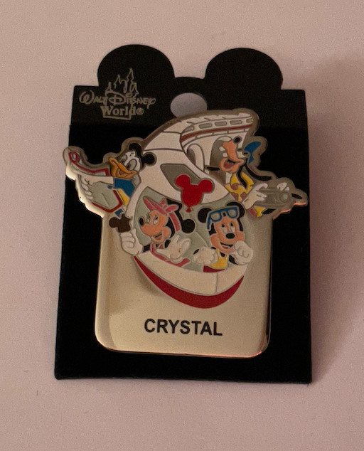 NEW Disney Pin on Card. Crystal Name Pin. Mickey and Gang on The Monorail.