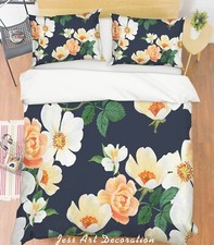3D Flowers Leaves Black Pink Quilt Cover Set Duvet Cover Bedding Pillowcases