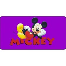 mickey mouse disney on purple metal license plate made in usa