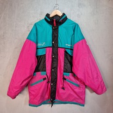 Adidas Jacket Womens Extra Large Pink Green Vintage 90s Aditex Lucas Automotive