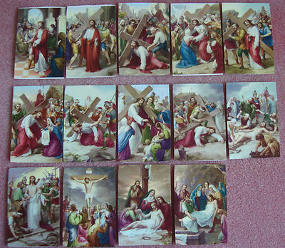 Mini Wooden Stations of the Cross 14 Via Crucis Handmade Catholic