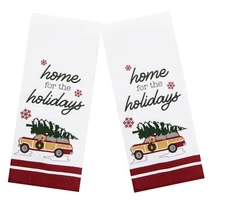 Winter Wonder Lane Kitchen Towels 2-Pack Set Christmas Holiday Print Dual-Sided