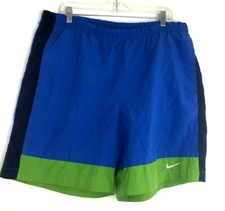 NIKE Vtg Colorblock Geometric Swim Suit Trunks MEN'S sz:L Blue/Green 90's retro