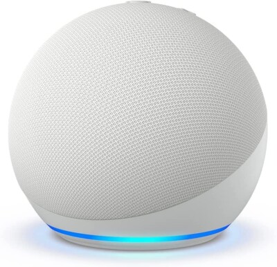 New Echo Dot (5th Gen) -Vibrant sound in a compact smart speaker - Glacier White
