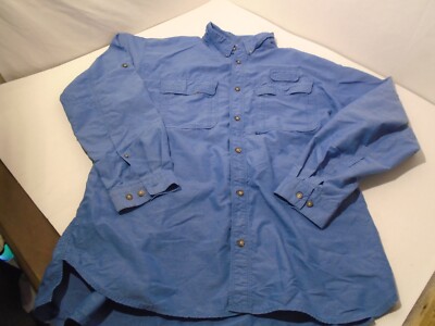 North Face Nylon/poly Long Sleeve roll up tabs Button Down Blue Shirt Mens XL