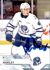 Thomas Harley Signed Auto 2018-19 Upper Deck CHL card Mississauga Steelheads
