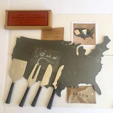 Sundance Slate United States Board and 4 Piece Artisan Forged Hammered Knife Set