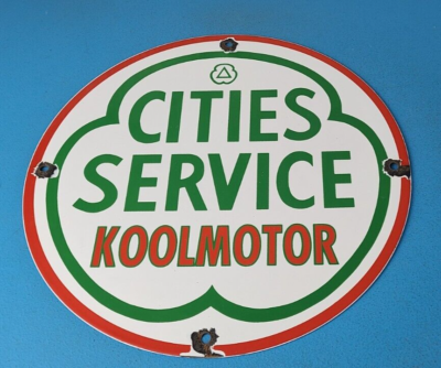 #ad Vintage Kool Motor Gasoline Sign Cities Service Porcelain Gas Oil Pump Sign $135.37