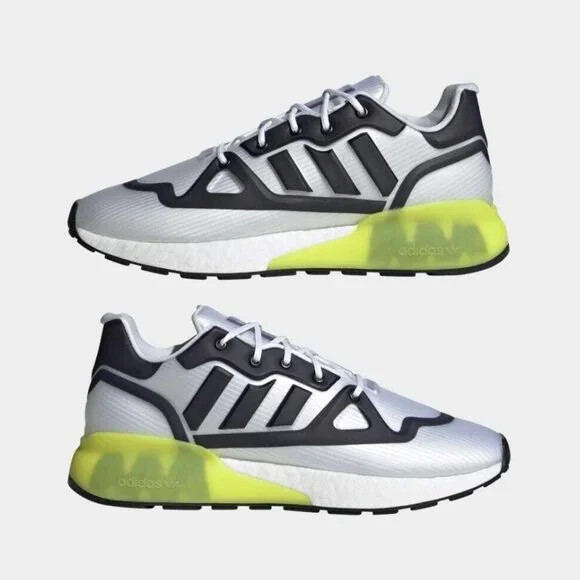 NWOB Adidas Mens ZX 2K Boost Futureshell Shoes White Acid Yellow