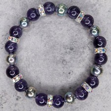 Genuine Amethyst Bracelet, Rainbow Hematite B...