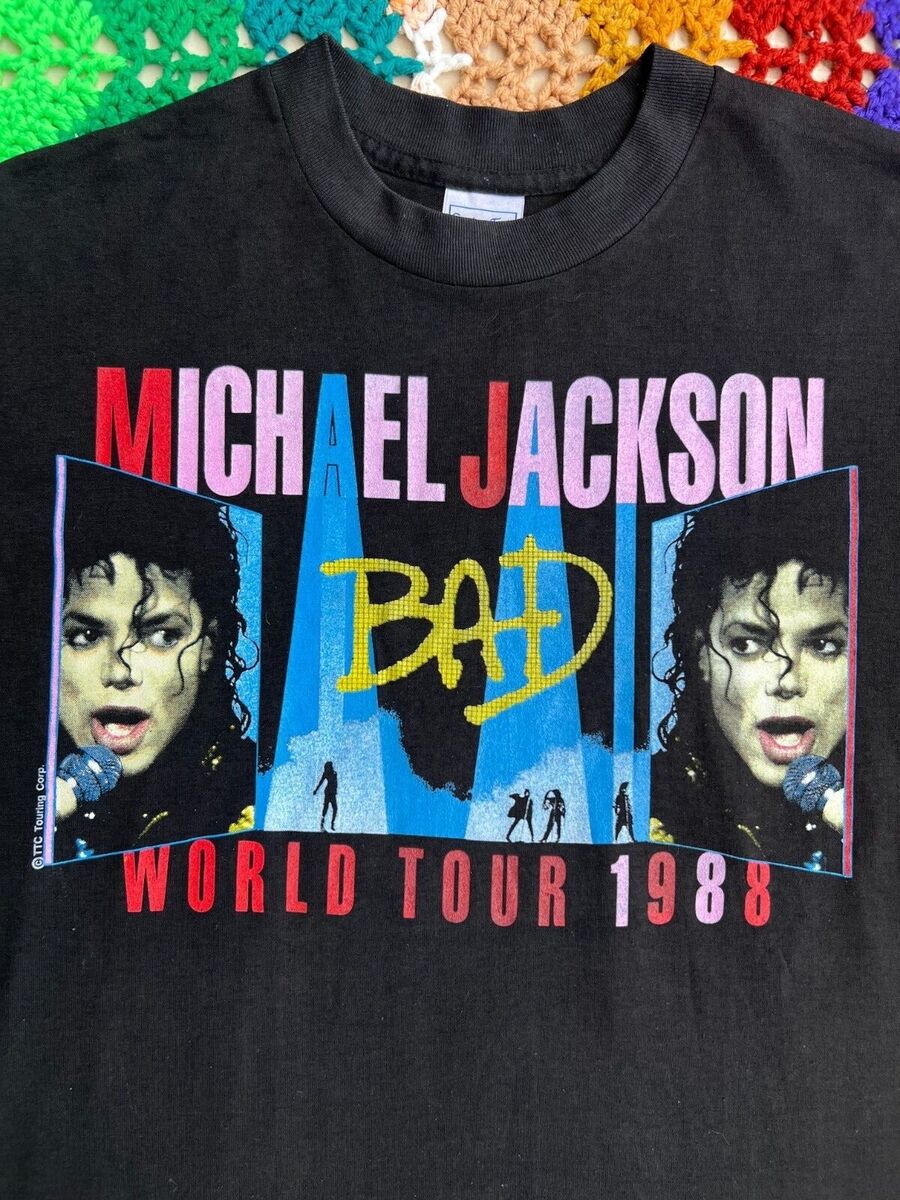Vintage Michael Jackson 1988 Bad World Tour T-Shirt Black Vintage Michael Jackson 1988 Bad World Tour T-Shirt Black
