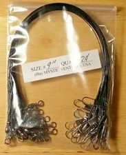 24ct 9" BLACK Steel COATED 7 STRAND BRAIDED Fishing Leaders Snaplock 30lb