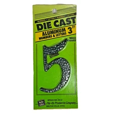 # 5 (FIVE) Hy-Ko Black Die Cast Aluminum House Number DC-3 Vintage NOS