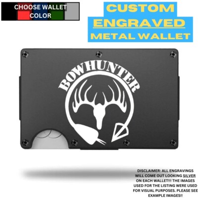 Bow Hunter (Deer - Buck) Custom Laser Engraved Onto An Aluminum Wallet