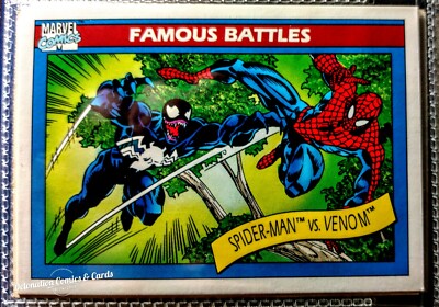 #106 SPIDER-MAN vs VENOM 1990 Impel Marvel Universe Series 1 FAMOUS BATTLES