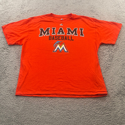 Miami Marlins Shirt Men XL Majestic MLB Orange Baseball Big