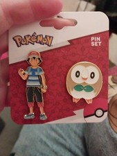 Pok mon Ash And Rowlt Two Pin Set NWT