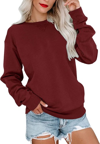 Orchidays Womens Casual Crewneck Sweatshirts Long Sleeve Cute Tunic Tops  Loose F | eBay