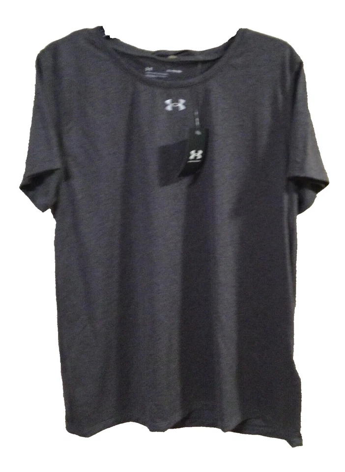 NEW Under Armour Women's Locker 2.0 Shirt CARBON HEATHER SILVER XLarge N6967 - Image 2 of 4