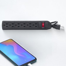 6 Outlet Power Strip Multifunction Flat Plug for Office Workshop Commercial