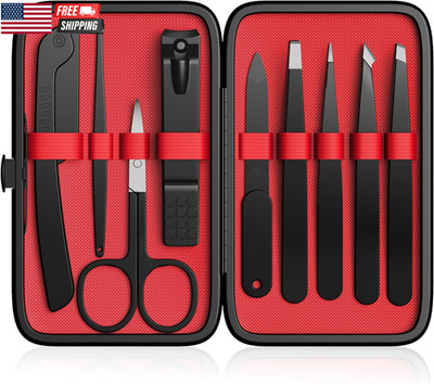 Tweezers Set,9 Pcs Professional Stainless Steel Tweezer Kit-Great Precision Eyeb