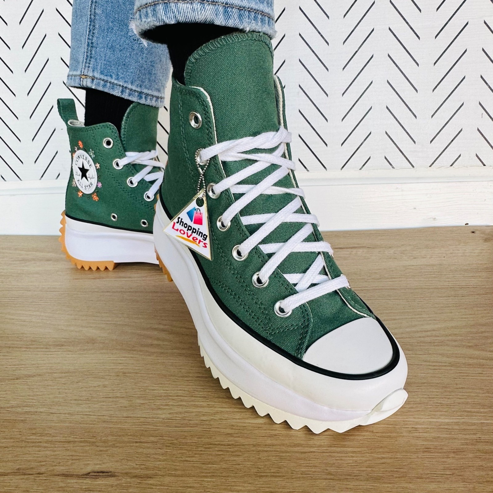 ⭐Converse Run Star Hike Hi Platform 6.5 Women Shoes Floral Green Sneaker A11562C thumbnail 3