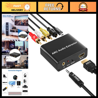 HDMI ARC Audio Extractor Adapter - Digital Optical TOSLINK, Coaxial & RCA Conver