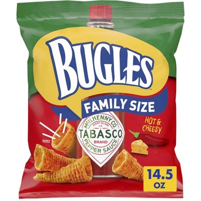 Bugles Tabasco Flavored Crispy Corn Snacks, Hot and 14.5 Ounce (Pack of 1) 