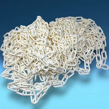 NEW US Weight 100' White Plastic Chain Safety Barrier 2" Links UV Resistant 2351