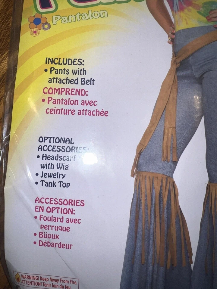 Hippie Belted Pants Adult Womens M/L Halloween 60s Costume Party Accessory New - Image 3 of 4