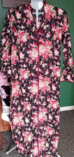 Shanghai City Black Floral Maxi Dress V-Neck Frog Closure Long Sleeve Size M