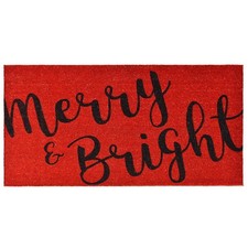 104973048 Merry  Bright Doormat, 30" x 48", Red/Black