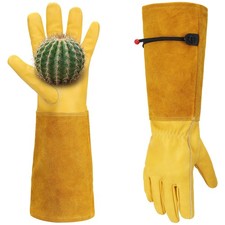 SAWIDIER Thorn Proof Gardening Gloves for Women and Men, Large, Yellow